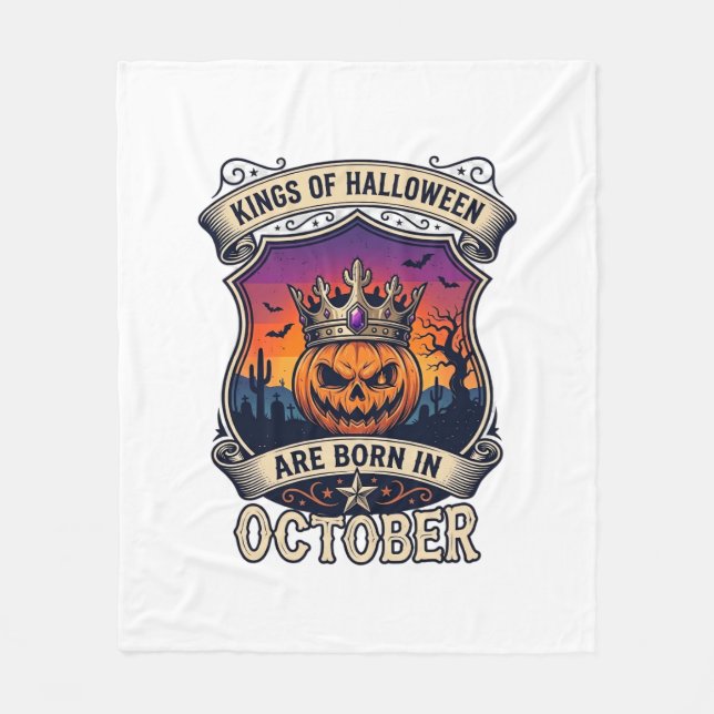 Kings Halloween Föds Oktober Krona Pumpa Fladdermu Fleecefilt (Framsidan)