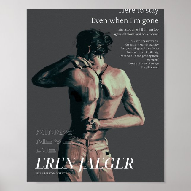 KINGS NEVER DIE - EREN JAEGER  POSTER (Framsidan)