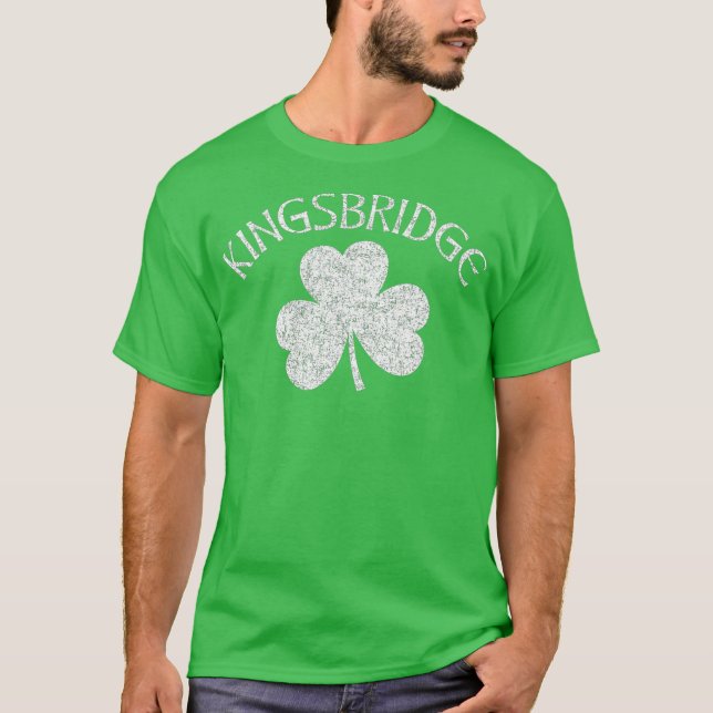 Kingsbridge Bronx NY Irish Shamrock Distress T Shirt (Framsida)