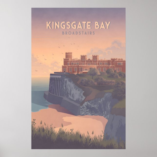 Kingsgate Bay Broadstairs Kust Reseskylt Poster (Framsidan)