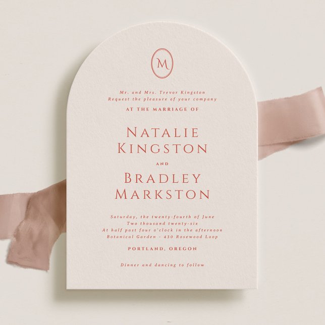 Kingston Elegant Monogram Typography Bröllop Inbjudningar (Skapare uppladdad)