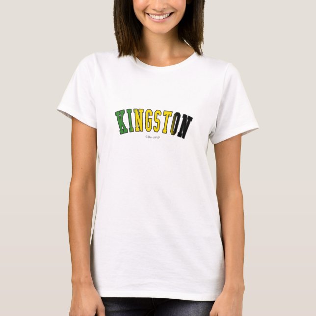 Kingston i färger för Jamaica medborgareflagga Tee Shirt (Framsida)