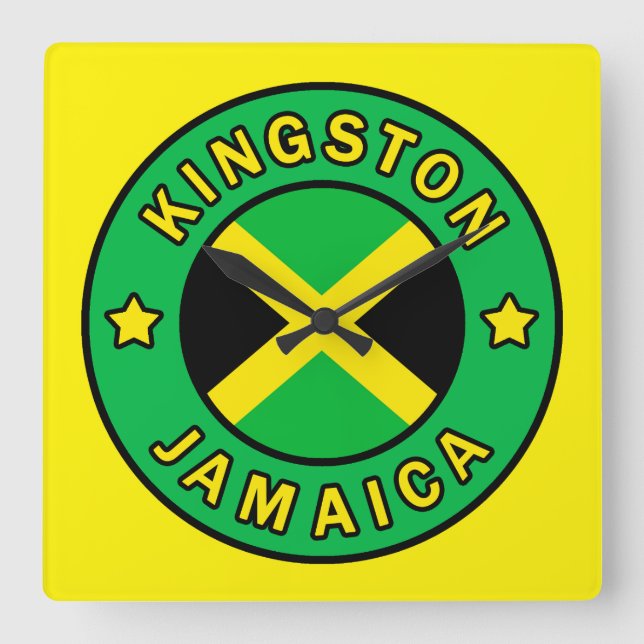 Kingston Jamaica Fyrkantig Klocka (Framsida)