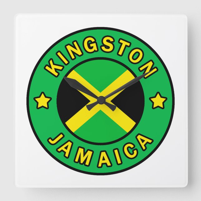 Kingston Jamaica Fyrkantig Klocka (Framsida)
