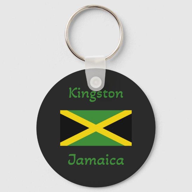 Kingston Jamaica - Jamaican Flagga Keychain Nyckelring (Framsida)