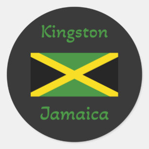 Kingston Jamaica - Jamaican Flagga Runt Klistermärke