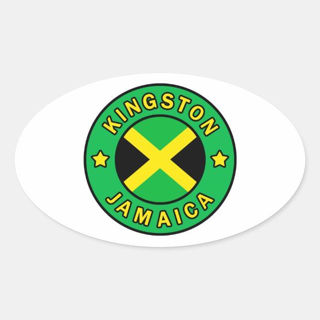 Kingston Jamaica Ovalt Klistermärke (Framsida)