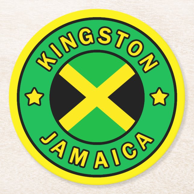 Kingston Jamaica Underlägg Papper Rund (Framsidan)