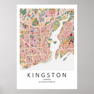 Kingston Ontario Kartposter | Modern Stadsväggkons Poster