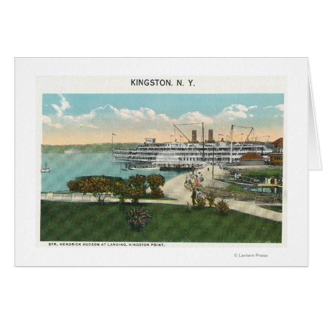 Kingston Point View of Hendrick Hudson Steamer Hälsningskort (Framsidan Horizontal)