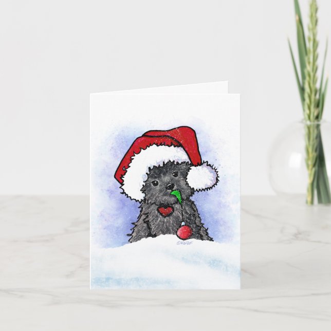KiniArt Affenpinscher jul Helgkort (Framsida)