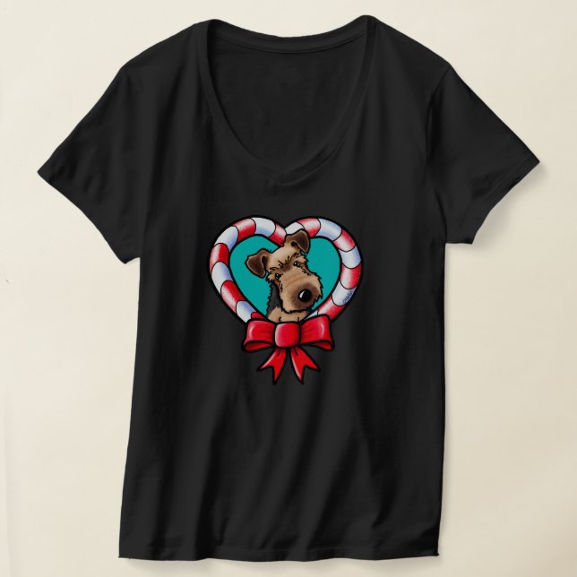 KiniArt Airedale-julen Kärlek T Shirt (Laydown)