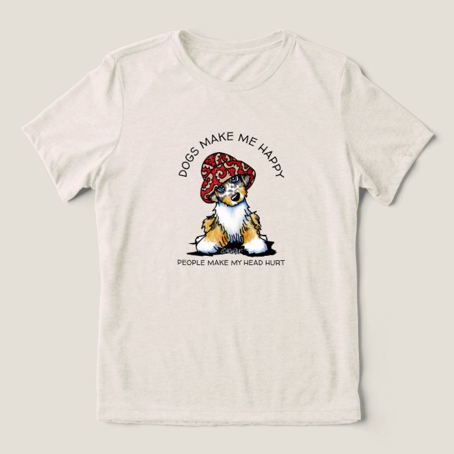 KiniArt Aussie Shepherd Hund älskare T-Shirt (Design Framsida)