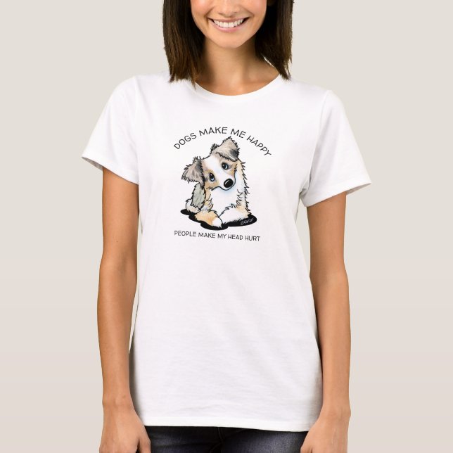 KiniArt Aussie Shepherd Hund älskare T-Shirt (Framsida)