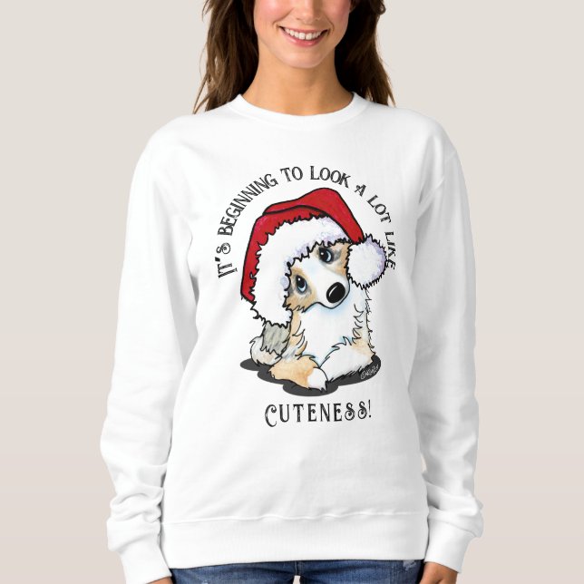 KiniArt Aussie Shepherd Puppy Jultröja T Shirt (Framsida)