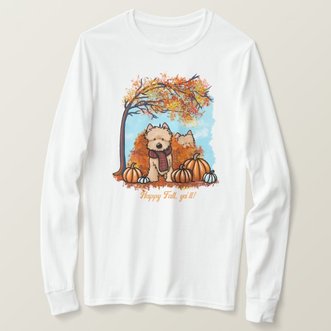 KiniArt Autumn Cairn Terriers T-Shirt (Design framsida)