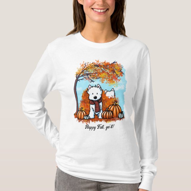 KiniArt Autumn Westies T Shirt (Framsida)