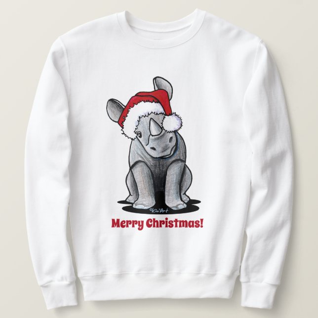 KiniArt Baby Rhino Lång Ärmad Tröja (Design framsida)