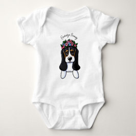 KiniArt Basset Flower Girl Baby Bodykostym T Shirt