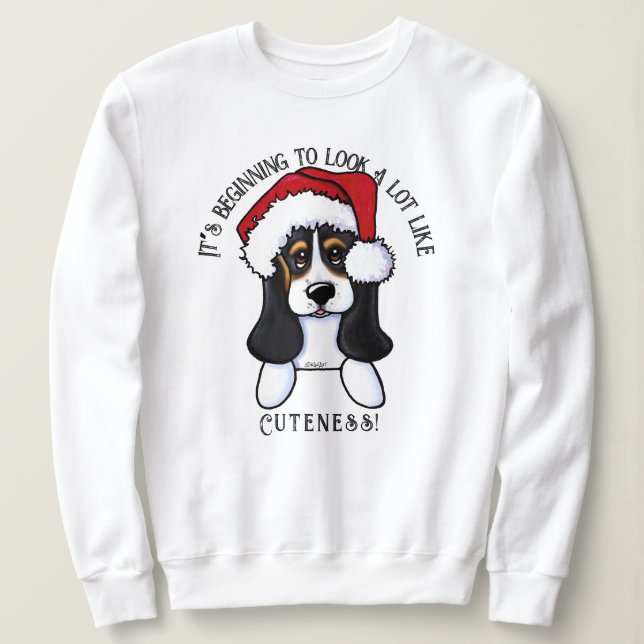 KiniArt Basset Hound-jultröja T Shirt (Design framsida)