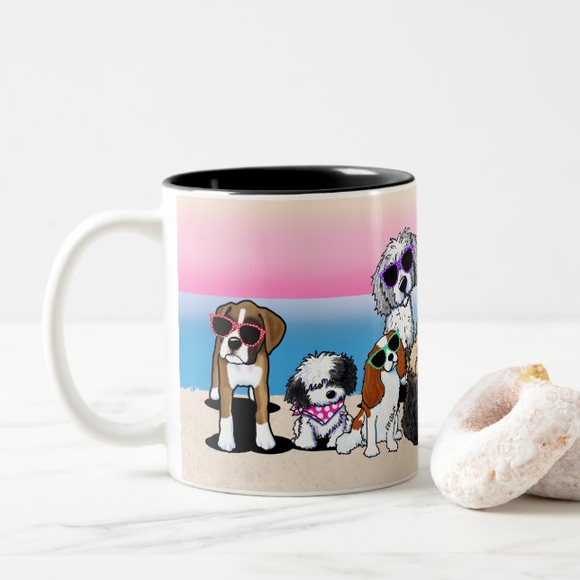 KiniArt Beach Hundar Coffee Mugg (Med munk)