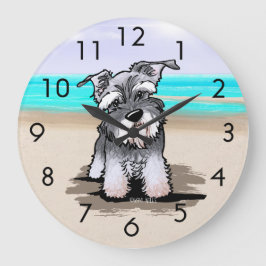 KiniArt Beach Schnauzer Wall Clock Stor Klocka