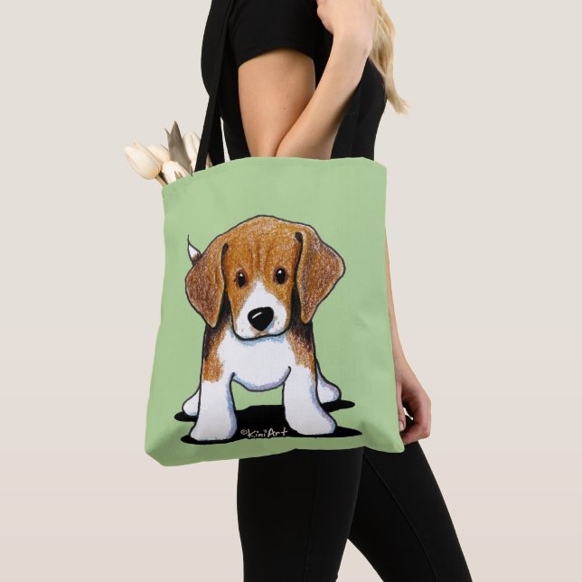 KiniArt Beagle-valp Tygkasse (Närbild)