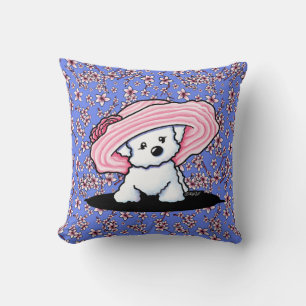 KiniArt Bichon Cherry Blommar Dekorativ kudde