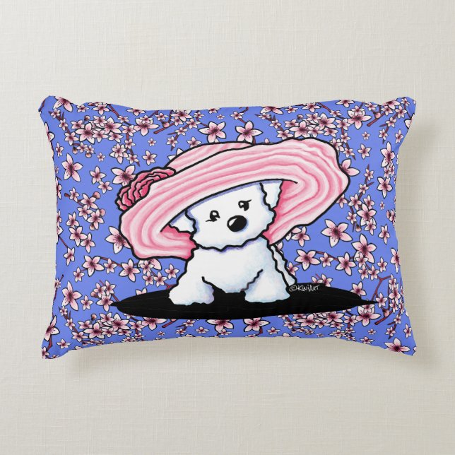 KiniArt Bichon Cherry Blommar Lumbar Pillow Prydnadskudde (Framsidan)