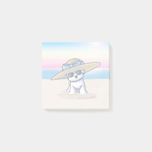 KiniArt Bichon Frise Strand Post-it Block (Framsida)