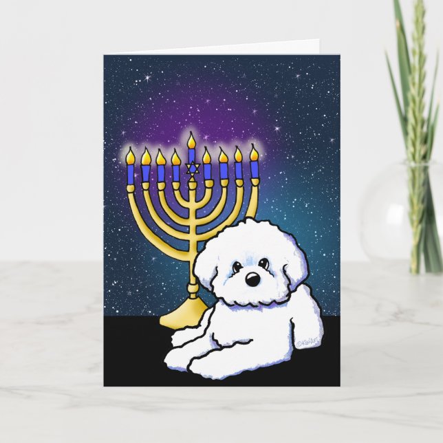 KiniArt Bichon Hanukkah-ljusstake Kort (Framsida)