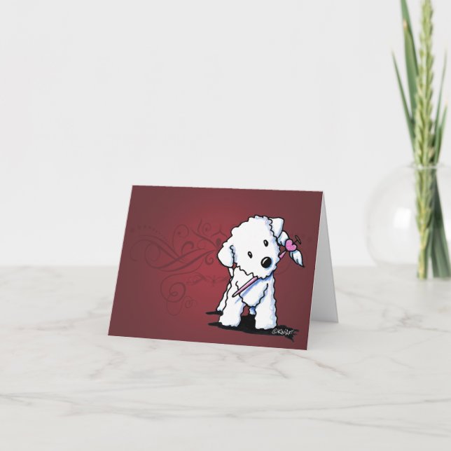 KiniArt Bichon Heart Vingar Note Card Helgkort (Framsida)