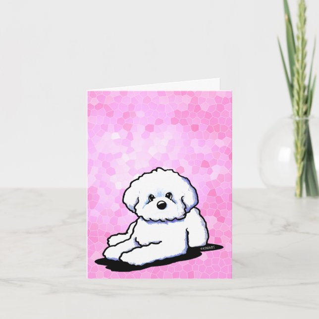 KiniArt Bichon Rosa Note Card Inbjudan (Framsida)