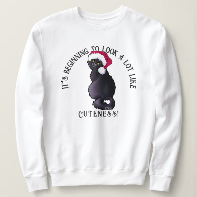 KiniArt Black Cat-jultröja T Shirt (Design framsida)