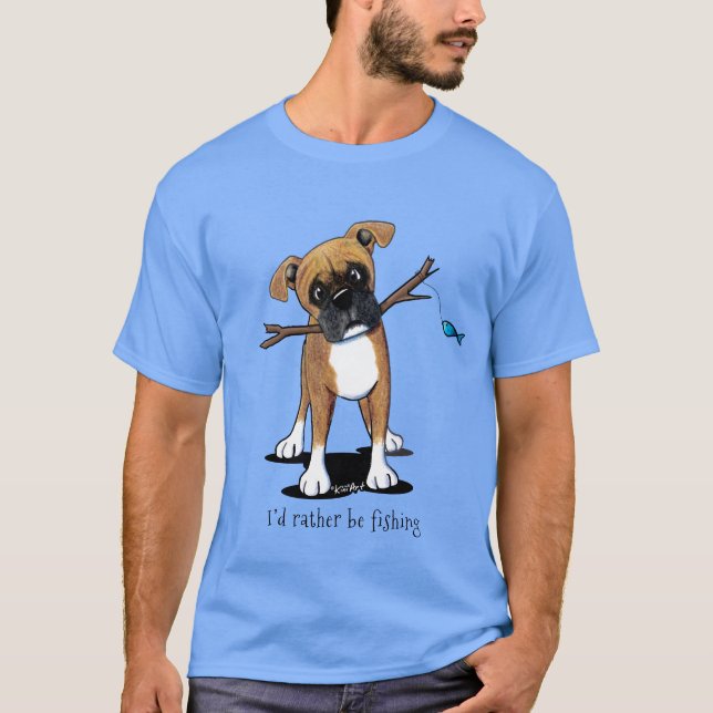 KiniArt Boxer Fishing T-Shirt (Framsida)