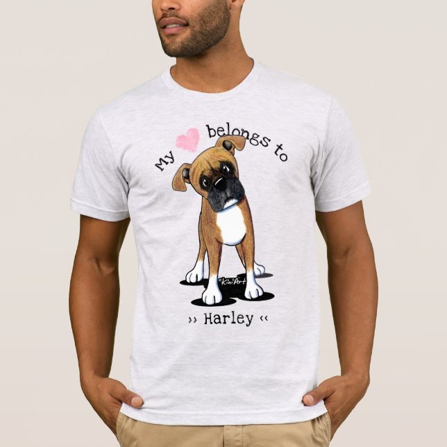 KiniArt Boxer Hund T Shirt (Framsida)