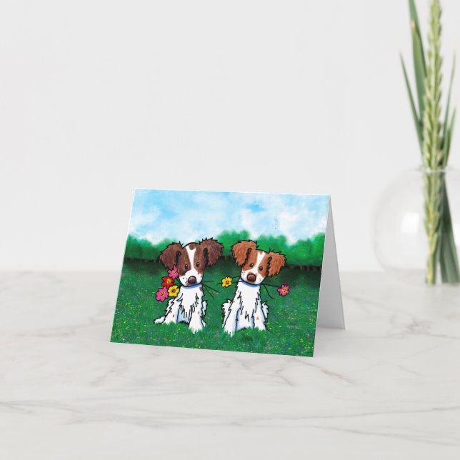 KiniArt Brittany Dog Christmas Helgkort (Framsida)