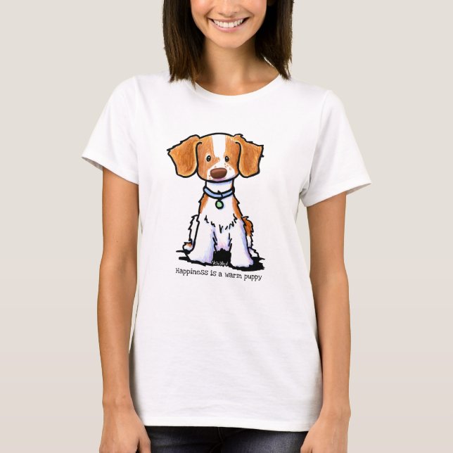KiniArt Brittany hund T Shirt (Framsida)