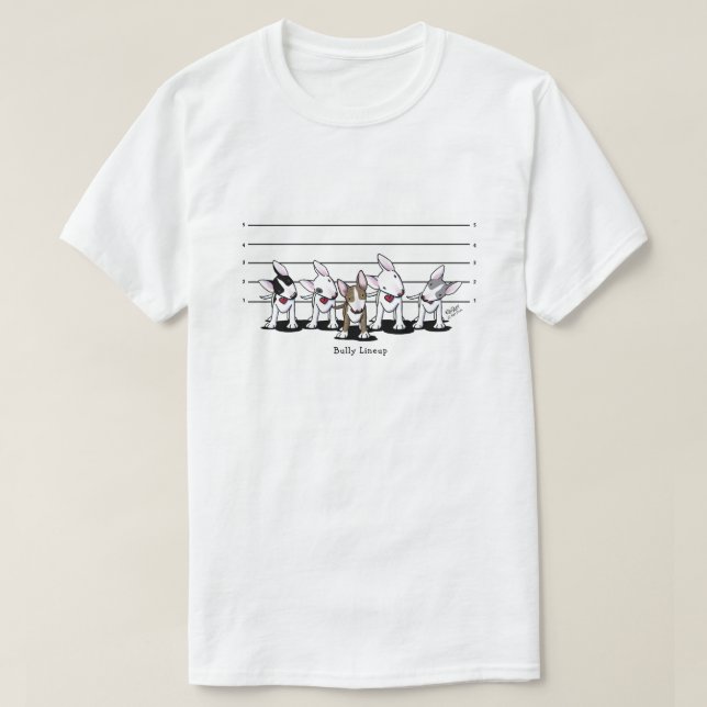 KiniArt Bully Lineup Bull Terrier T-Shirt (Design framsida)