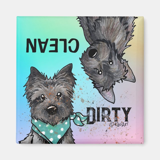 KiniArt Cairn Clean Dirty Dishwasher Magnet (Framsidan)