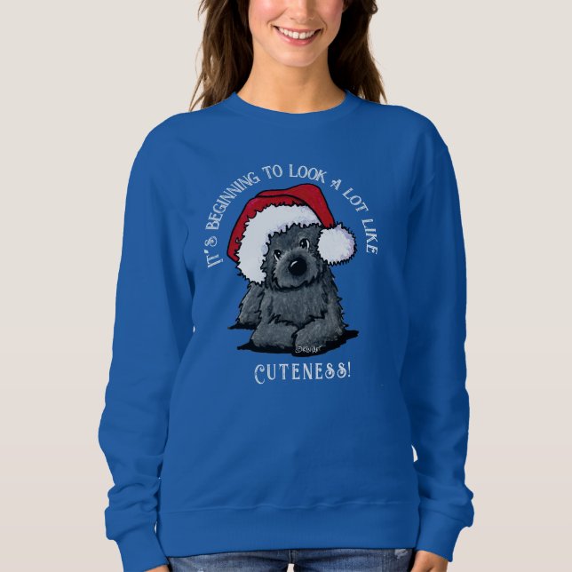 KiniArt Cairn Terrier Jul Sweatshirt T Shirt (Framsida)