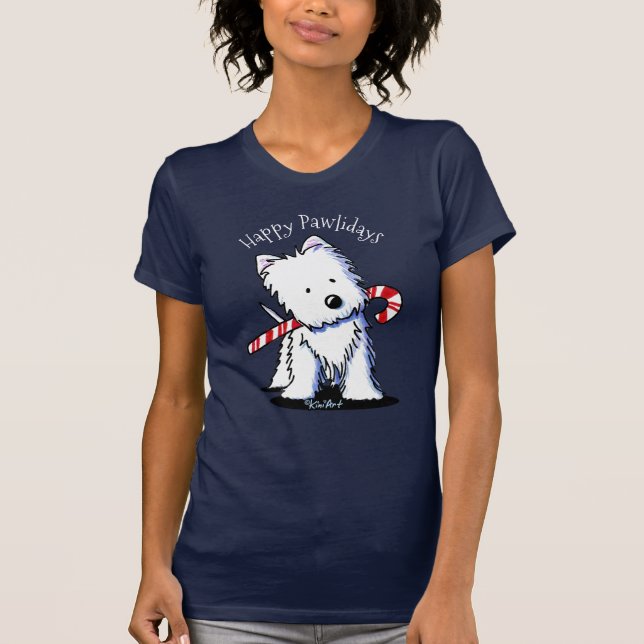 KiniArt Candy cane Westie T Shirt (Framsida)