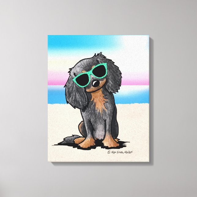 KiniArt Cavalier Kung Charles Spain Beach Canvastryck (Framsida)