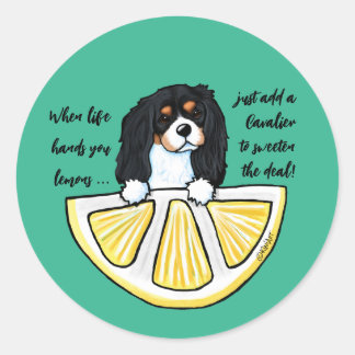 KiniArt Cavalier Life Lemons Classic Round Sticker Runt Klistermärke