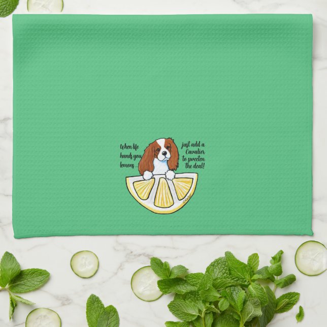 KiniArt Cavalier Life Lemons Kitchen Towel Kökshandduk (Vikta)
