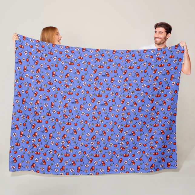 KiniArt Cherries Cherry Blommar Fleece Blanket (På plats)