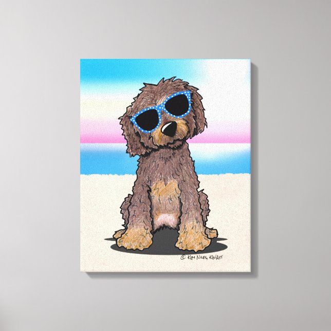 KiniArt Chocolate Doodle Hund Beach Canvastryck (Framsida)