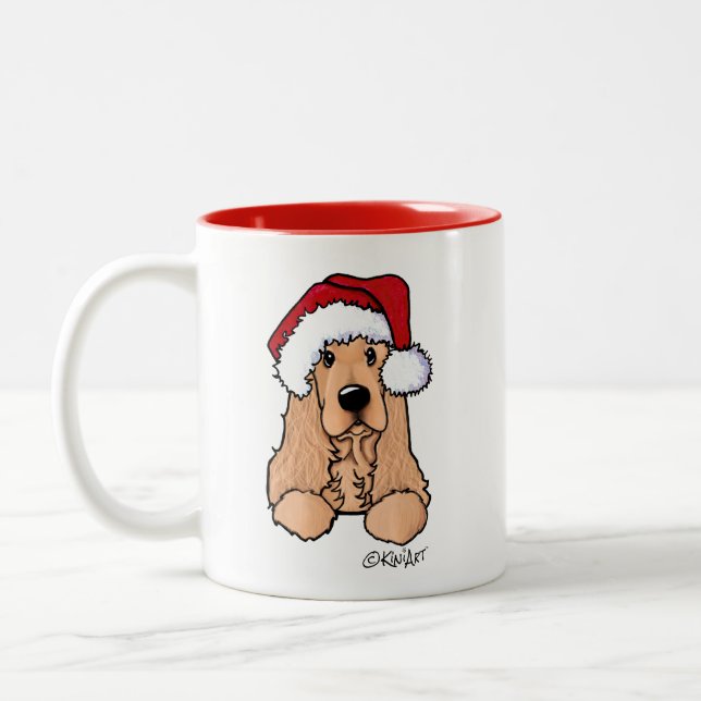 KiniArt Cocker Spaniel Julmugg Två-Tonad Mugg (Vänster)