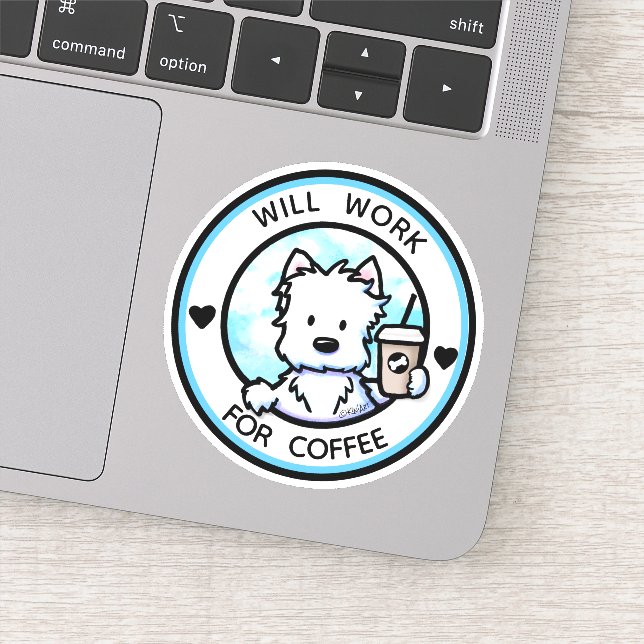 KiniArt Coffee Westie Klistermärken (Detalj)