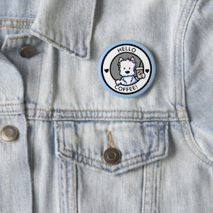 KiniArt Coffee Westie Large Button Knapp